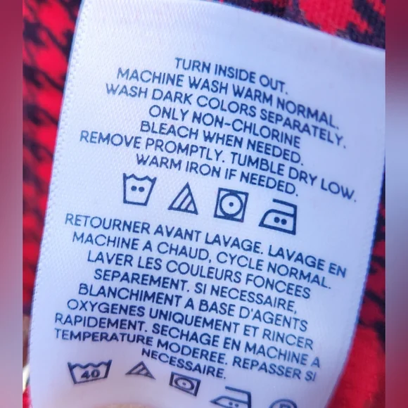 Men's Lands' End 100% cotton mock turtleneck Size L (42-44) Red & Black - Picture 6 of 8